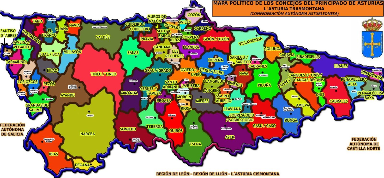 Mapa político Asturias
